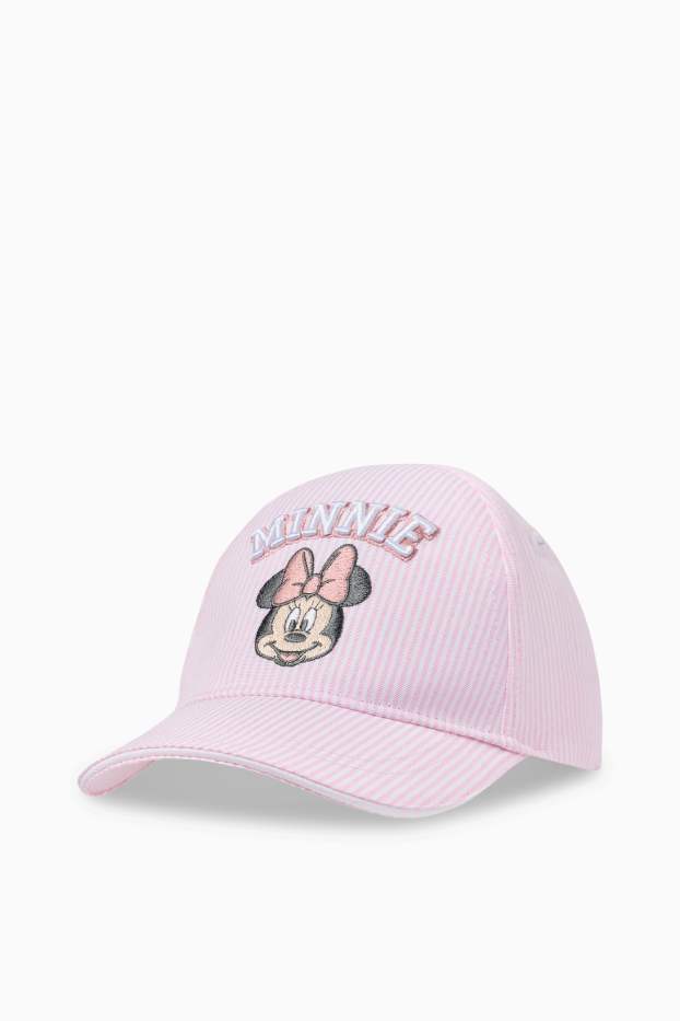 Baby Girls - Minnie Mouse - baby cap - striped - rose