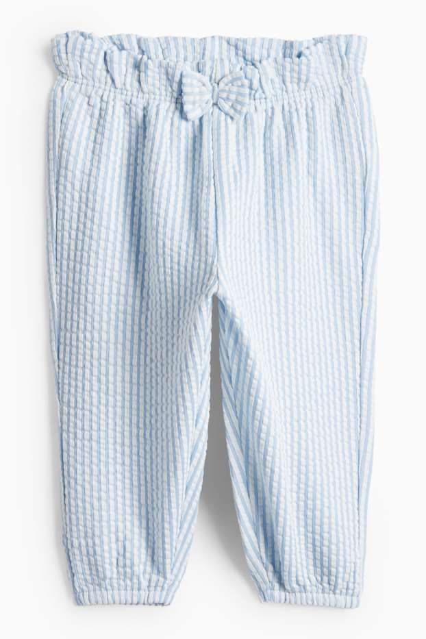 Baby: meisjes - Baby joggingbroek - wit / lichtblauw