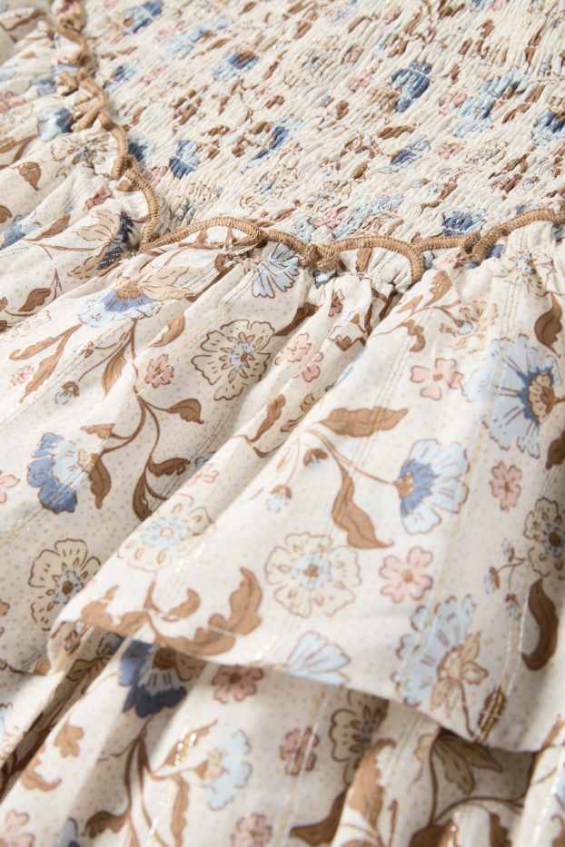 Kinder Mädchen - Blume - Rock - Glanz-Effekt - cremeweiss