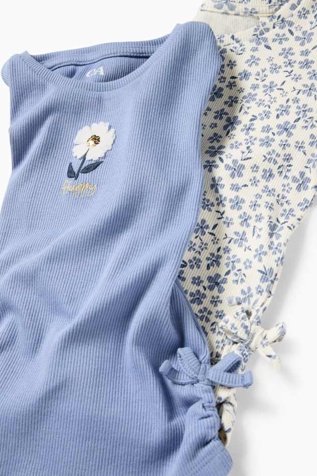 Nena - Paquet de 2 - flors - samarreta de màniga curta - de canalé - blanc/blau