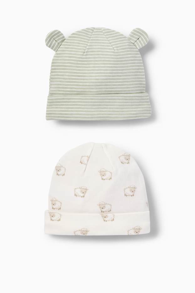 Bebeluși - băieți - Multipack 2 buc. - oiță - căciulă bebeluși - alb / verde