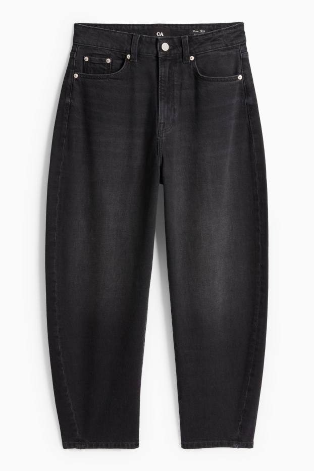 Damen - Barrel Jeans - High Waist - dunkeljeansgrau