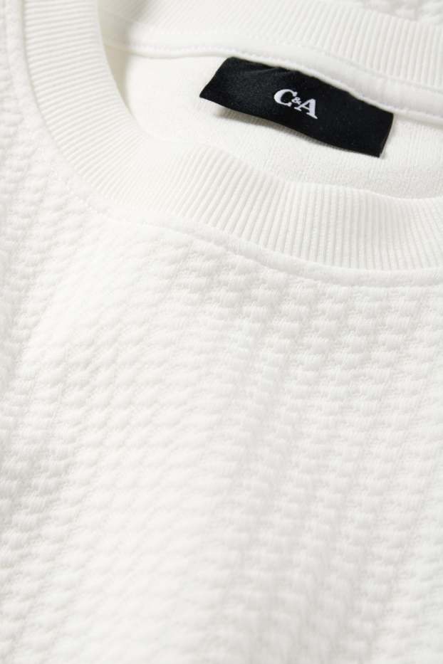 Heren - Sweatshirt - met structuur - wit