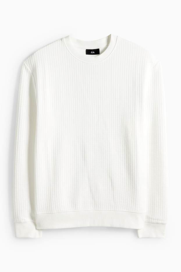 Heren - Sweatshirt - met structuur - wit