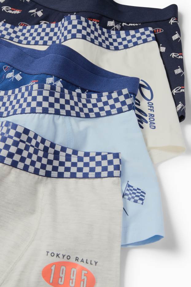 Bambini - Confezione da 5 - racing - boxer - bianco / blu