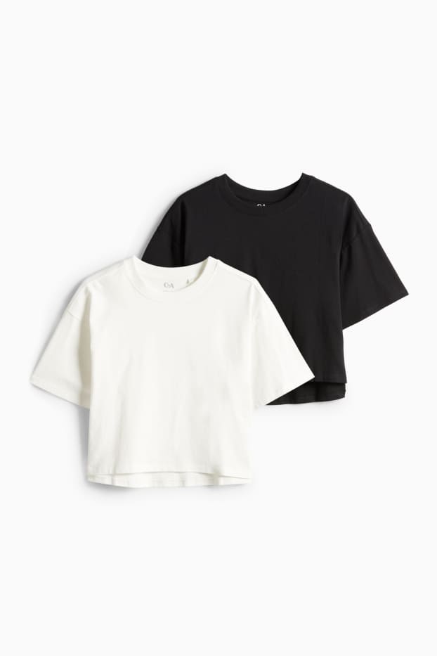 Bambine - Confezione da 2 - maglia a maniche corte - nero / bianco