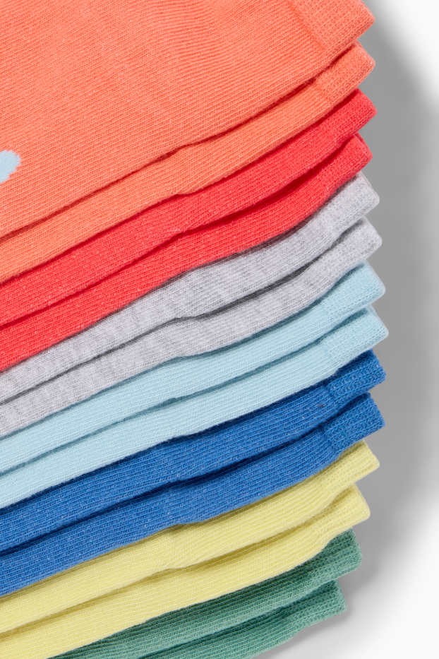 Enfants garçons - Lot de 7 paires - monstres - chaussettes à motif - orange / bleu