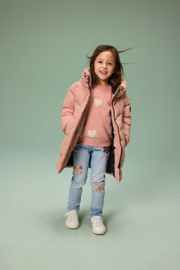 Copii - Fete - Fundă - slim jeans - jeans termoizolanți - denim-albastru