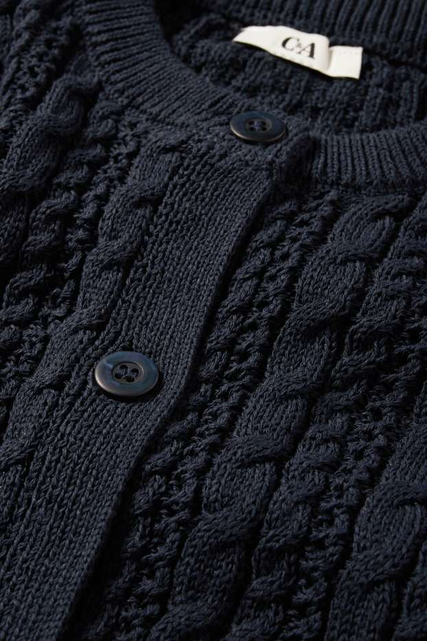 Damen - Strickjacke - Zopfmuster - dunkelblau