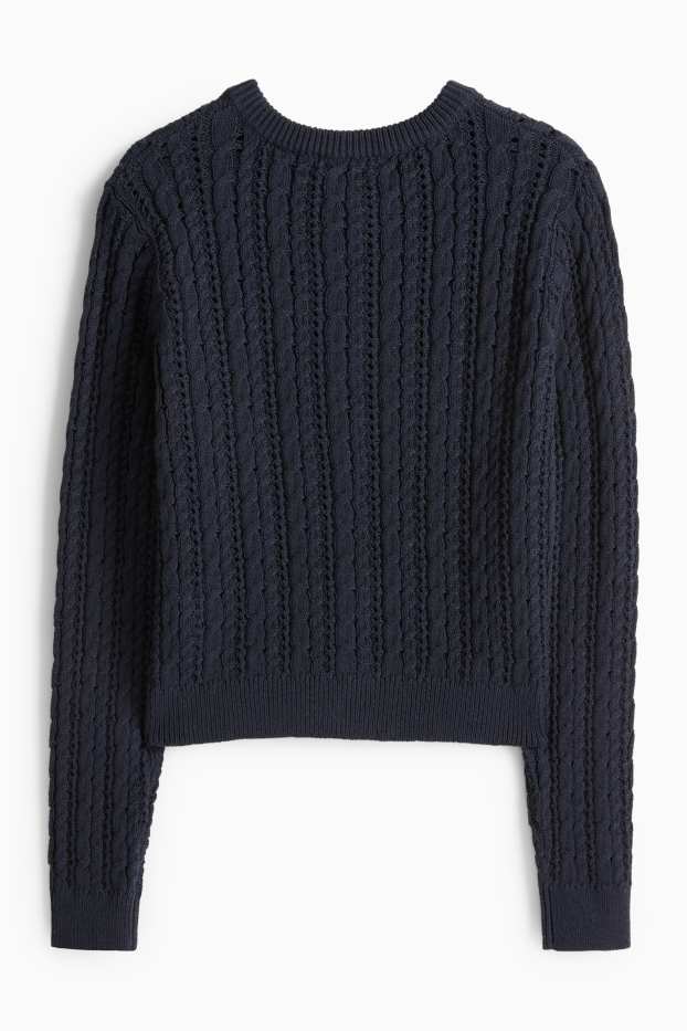 Damen - Strickjacke - Zopfmuster - dunkelblau