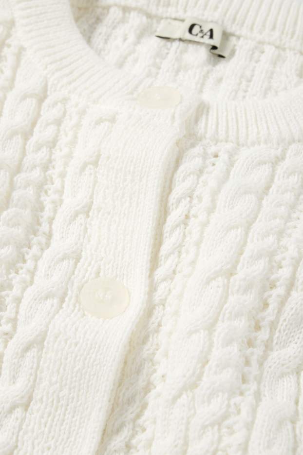 Women - Cardigan - cable knit pattern - white