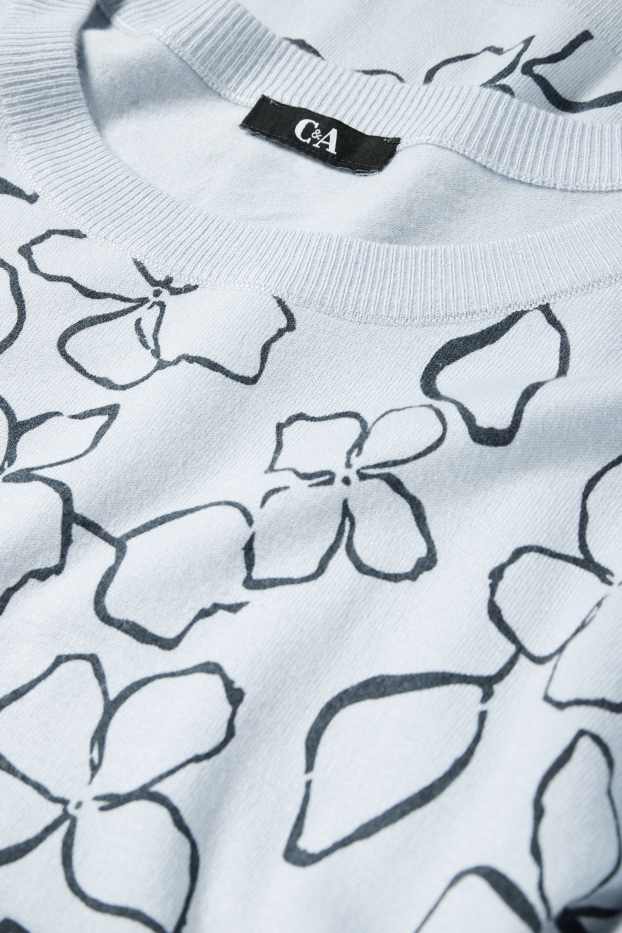 Mujer - Jersey - de flores - azul claro