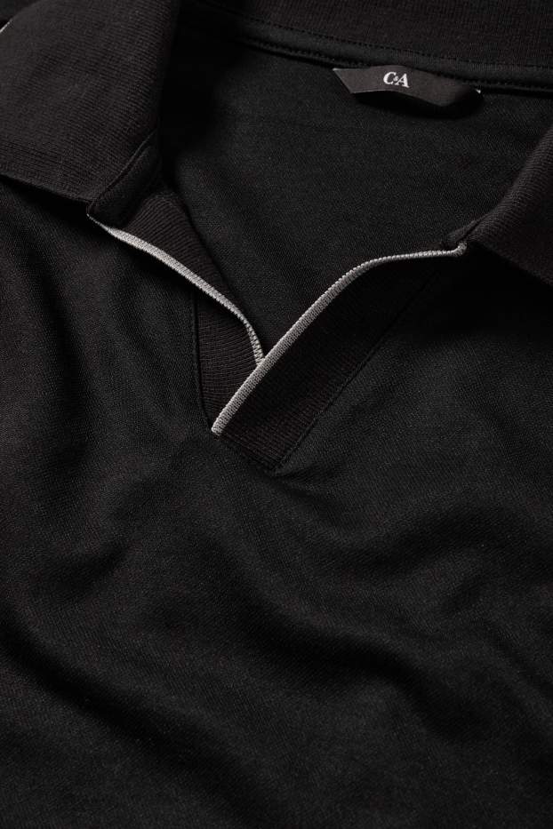 Hommes - Polo à manches longues - regular fit - noir