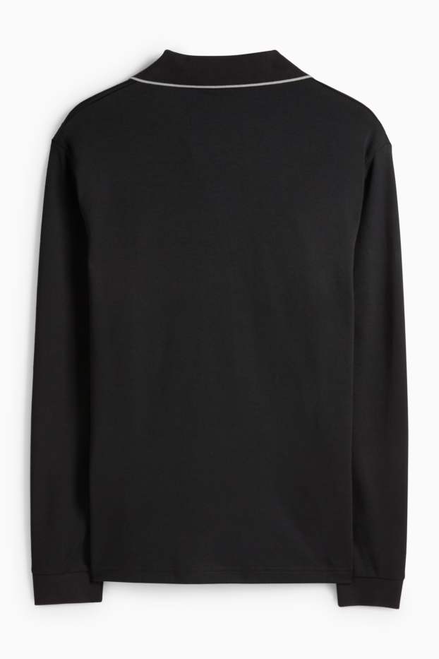 Hommes - Polo à manches longues - regular fit - noir