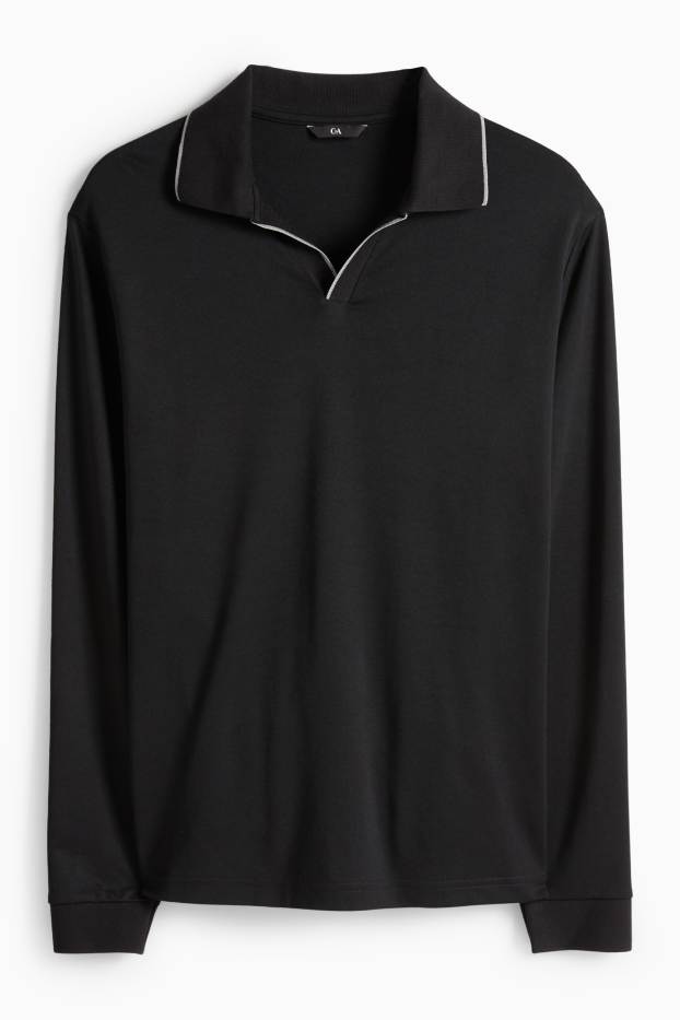 Hommes - Polo à manches longues - regular fit - noir