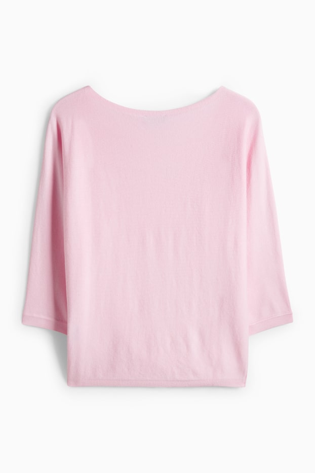 Women - Fine knit jumper - rose
