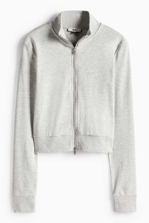 Dámské - Krátká tepláková bunda - šedá