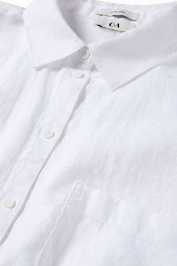 Women - Linen blouse - white