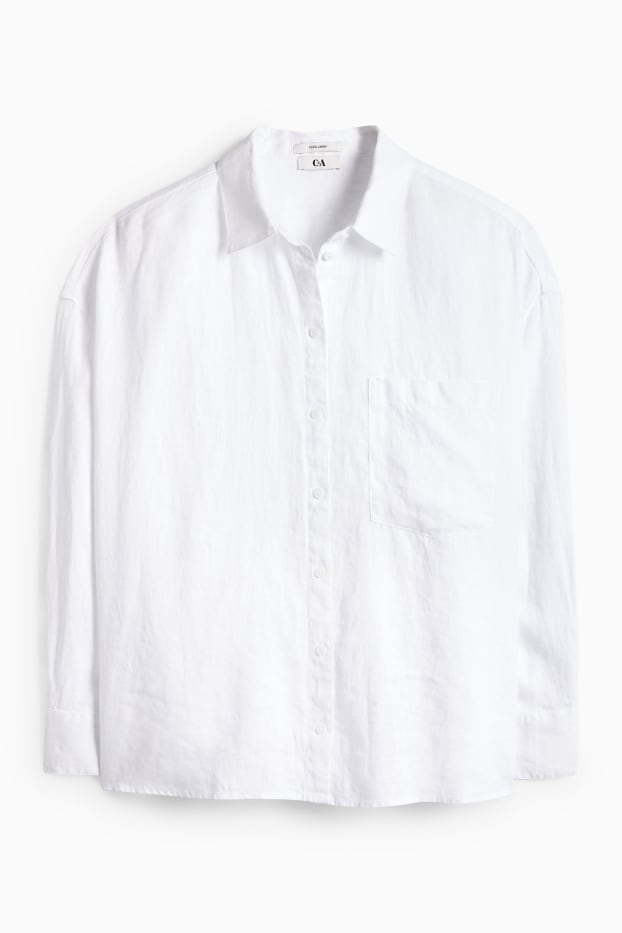 Women - Linen blouse - white