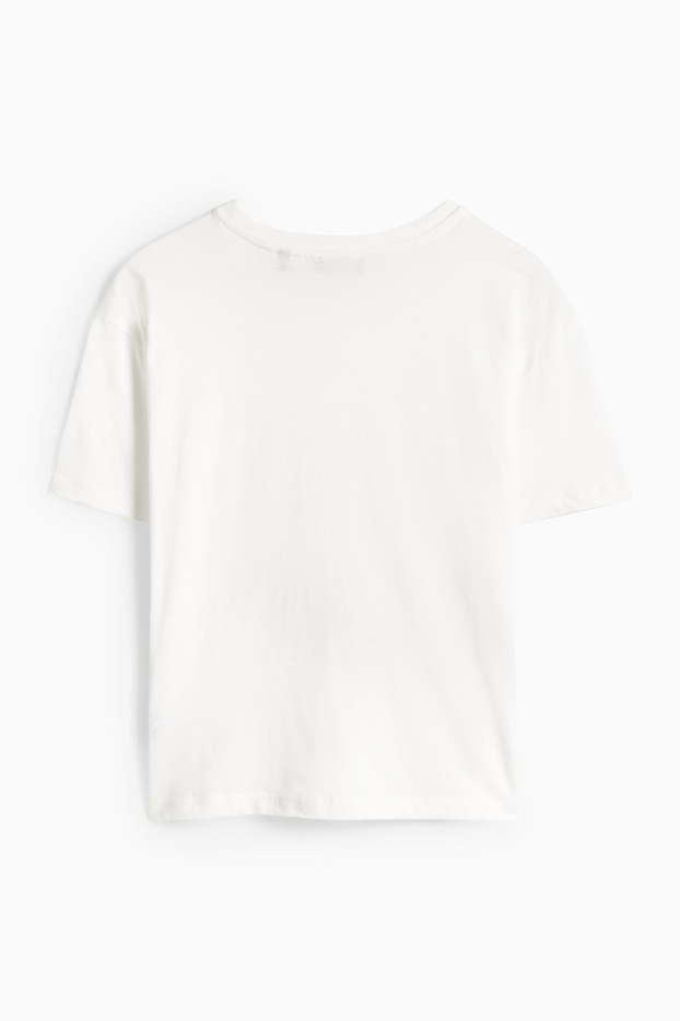 Dames - T-shirt met strass-steentjes - regular fit - wit