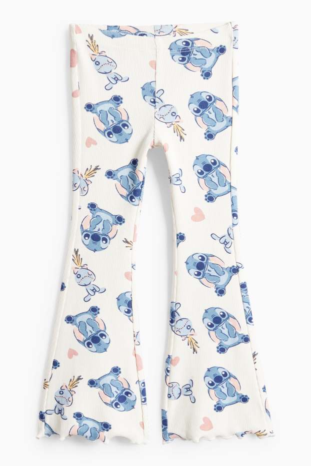 Kinder Mädchen - Lilo & Stitch - Flared Leggings - gerippt - cremeweiss
