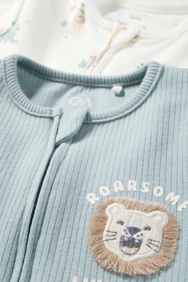 Bebeluși - băieți - Multipack 3 buc. - dinozauri și leu - pijama salopetă bebeluși - turcoaz