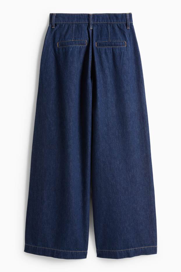 Femei - Wide leg jeans - talie înaltă - denim-albastru închis