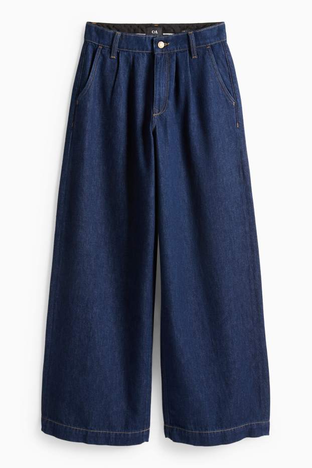 Femei - Wide leg jeans - talie înaltă - denim-albastru închis