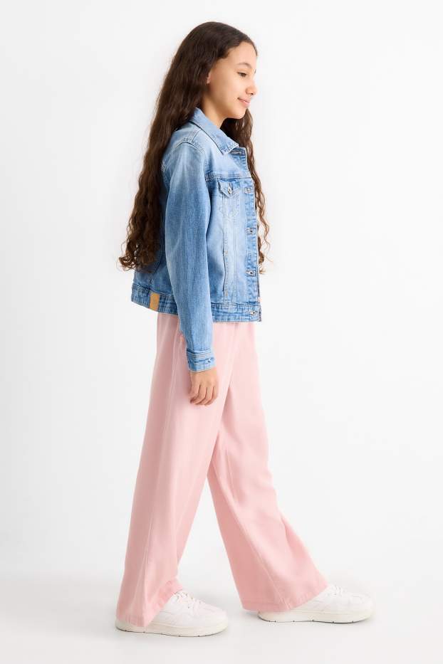 Enfants filles - Pantalon de toile - palazzo - rose