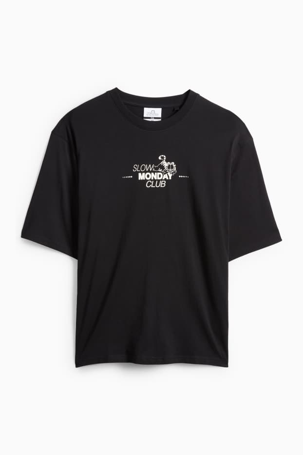 Pánské - Tričko - oversized - Garfield - černá