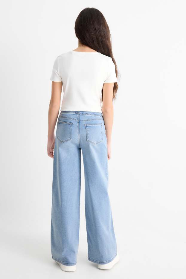 Enfants filles - Cinnamoroll - wide leg jegging - jean bleu clair