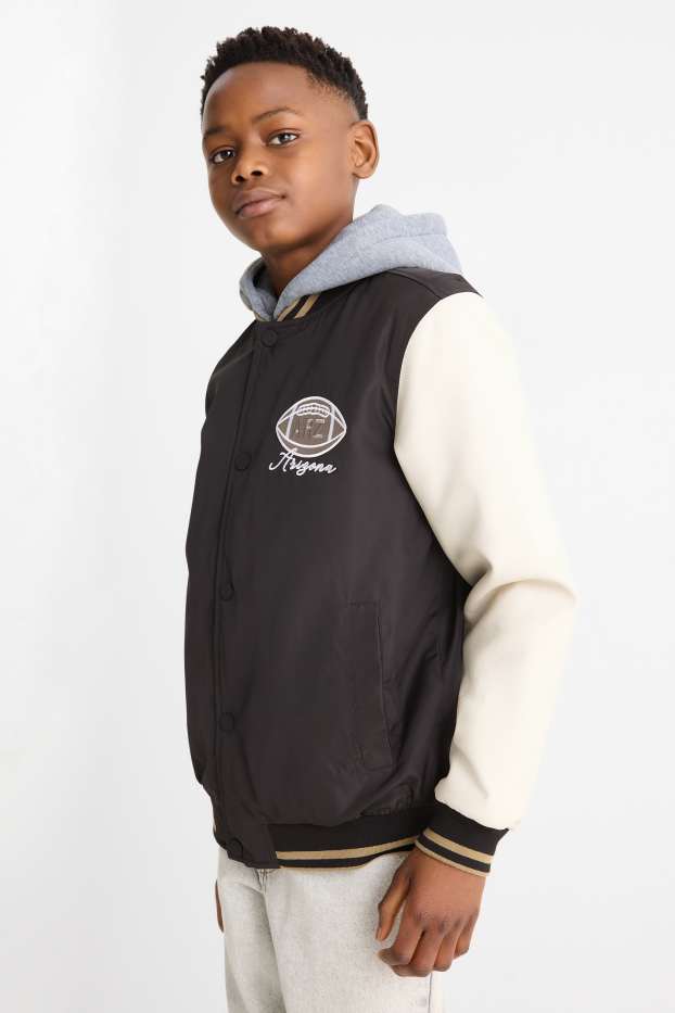 Bambini - Football - giacca college con cappuccio - nero