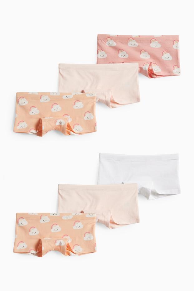 Kinder Mädchen - Multipack 6er - Wolke und Regenbogen - Boxershorts - orange