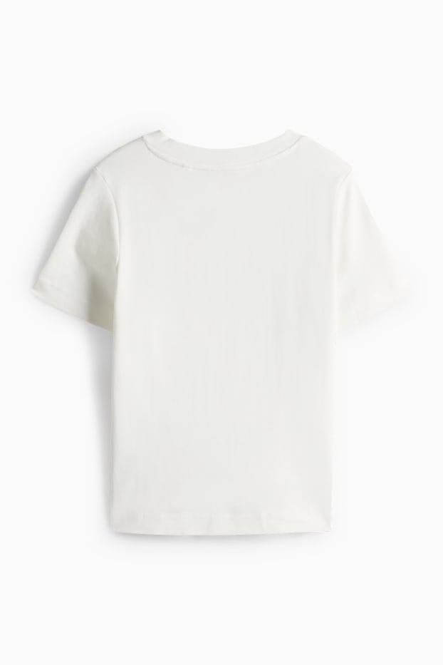 Femmes - T-shirt avec encolure en V - slim fit - blanc