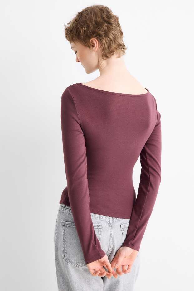 Dames - Longsleeve - slim fit - paars