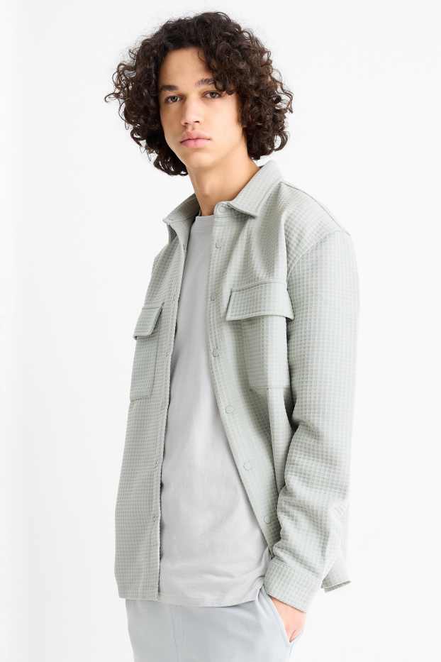 Heren - Overhemd - relaxed fit - kent - met structuur - mintgroen