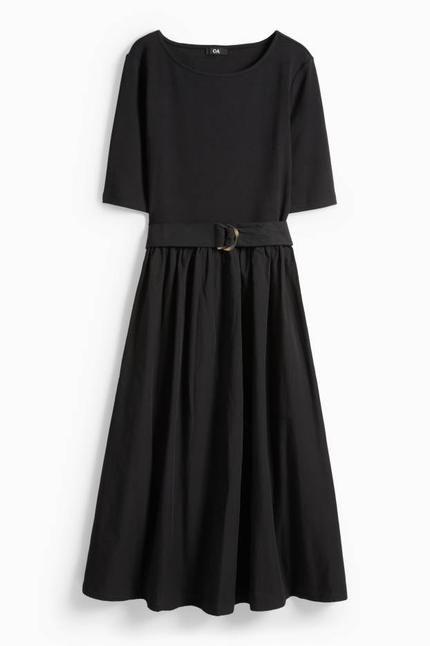 Donna - Vestito fit & flare con cintura - nero