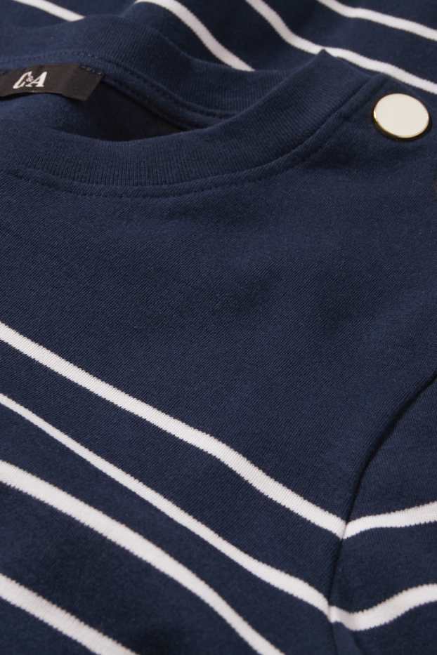 Femmes - T-shirt - regular fit - à rayures - bleu foncé / blanc