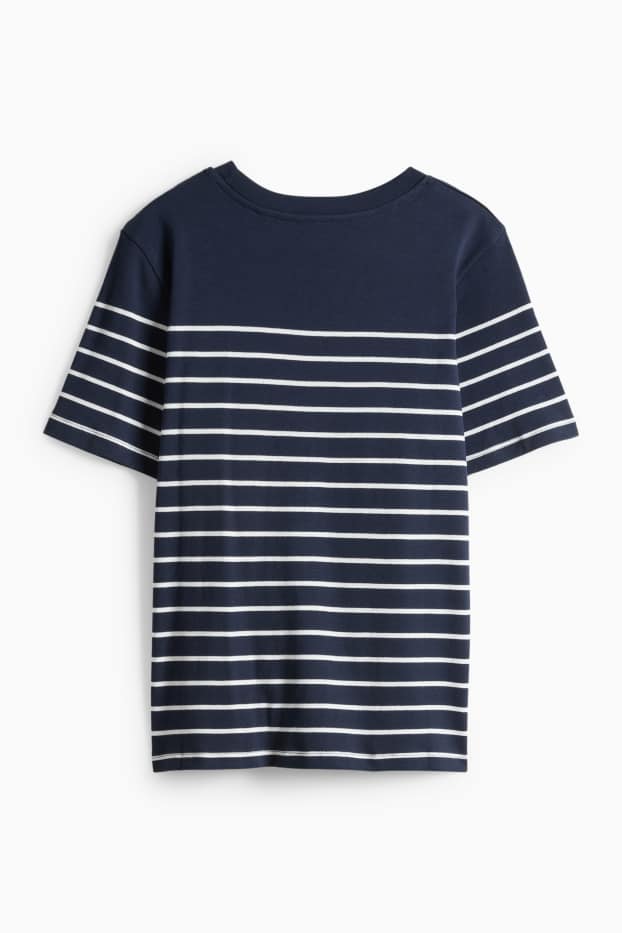 Femmes - T-shirt - regular fit - à rayures - bleu foncé / blanc