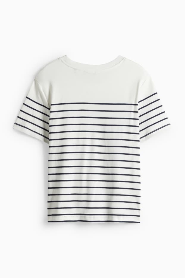Femmes - T-shirt - regular fit - à rayures - bleu foncé / blanc