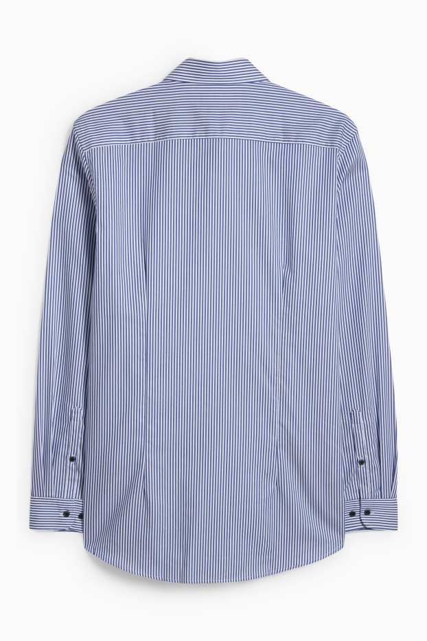 Heren - Business-overhemd - slim fit - cut away - strijkvrij - gestreept - donkerblauw / crème wit