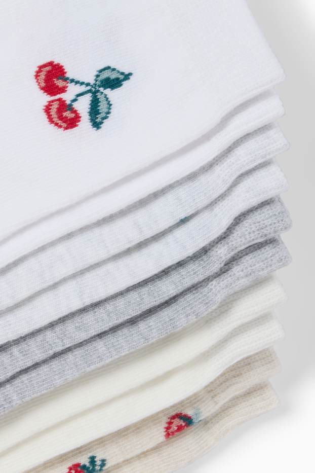 Dámské - Multipack 5 ks - ponožky s motivem - třešně a jahody - krémově bílá