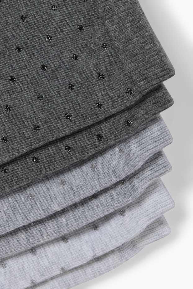 Femei - Multipack 3 perechi - șosete - aspect lucios - cu buline - gri