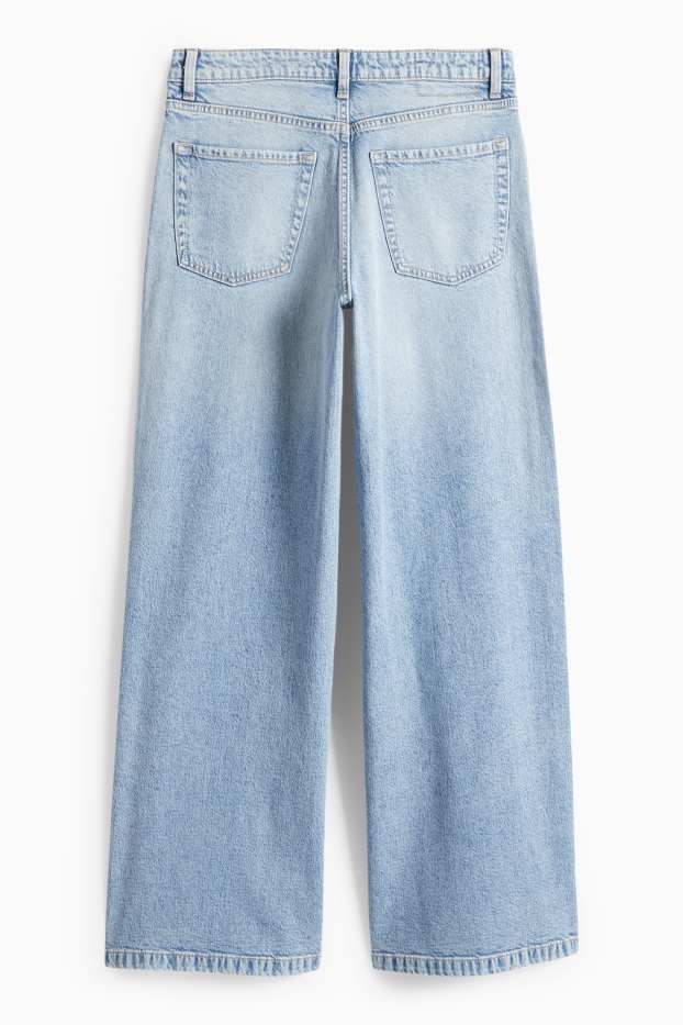 Dona - Wide leg Jeans - mid waist - texà blau clar