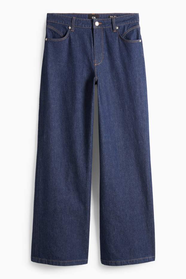 Dona - Wide leg Jeans - mid waist - texà blau fosc