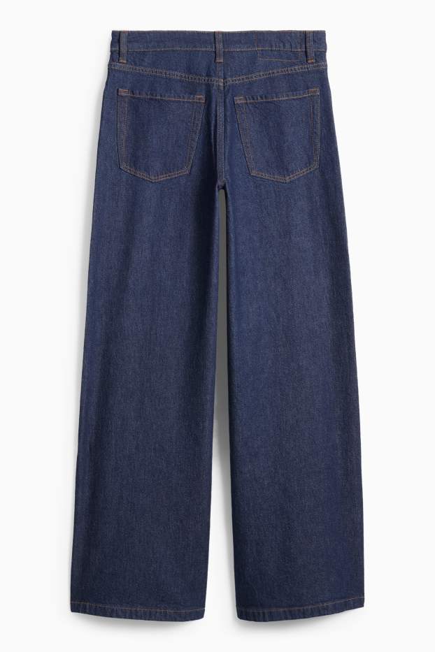 Dona - Wide leg Jeans - mid waist - texà blau fosc