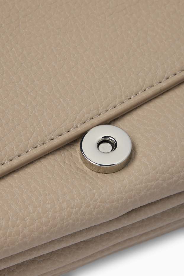 Women - Crossbody bag with detachable bag strap - faux leather - beige