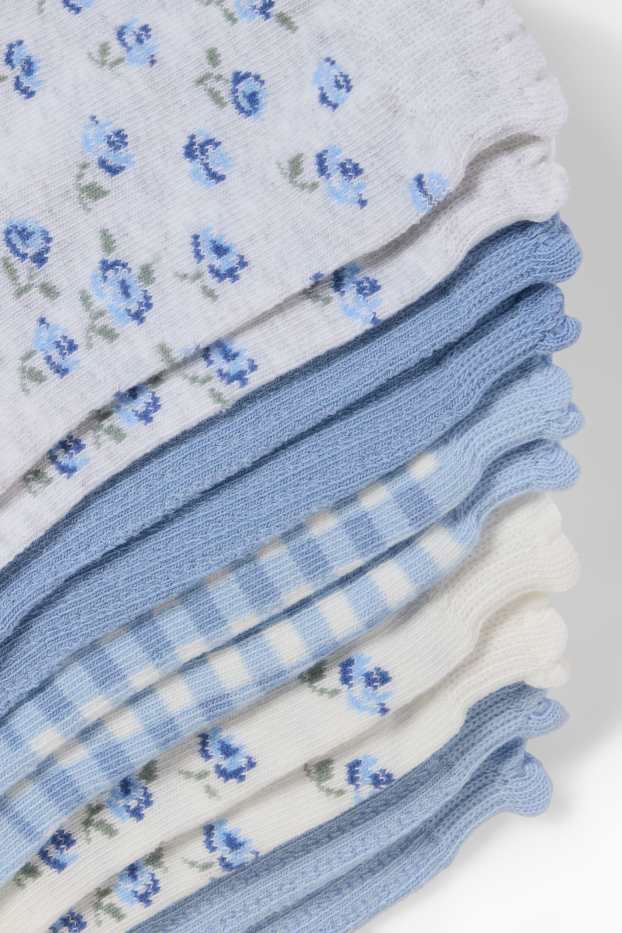 Femmes - Lot de 5 paires - chaussettes - blanc / bleu clair