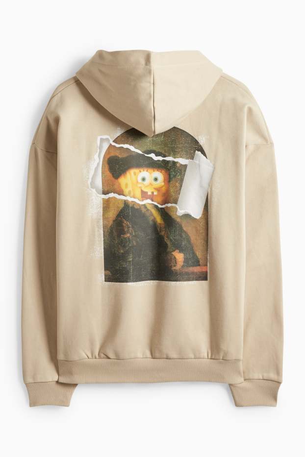 Herren - Oversized-Hoodie - SpongeBob Schwammkopf - hellbeige