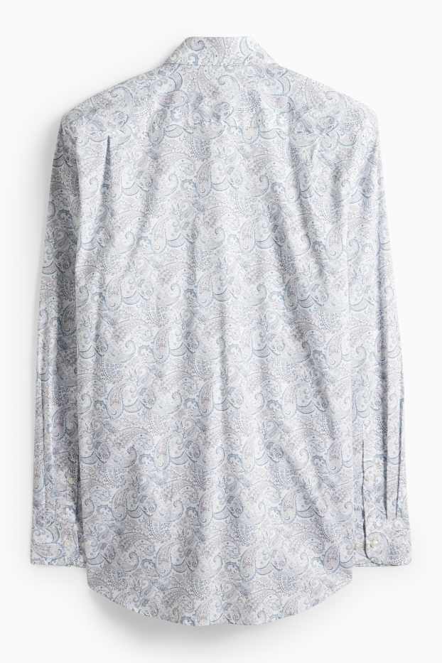 Men - Business shirt - regular fit - kent collar - easy-iron - patterned - white / light blue